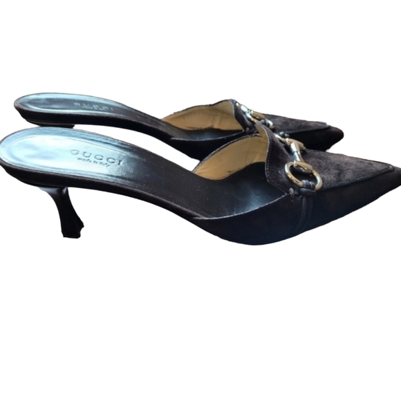 Gucci Shoes Gucci Vintage Horsebit Brown Suede Kitten Heels Mules